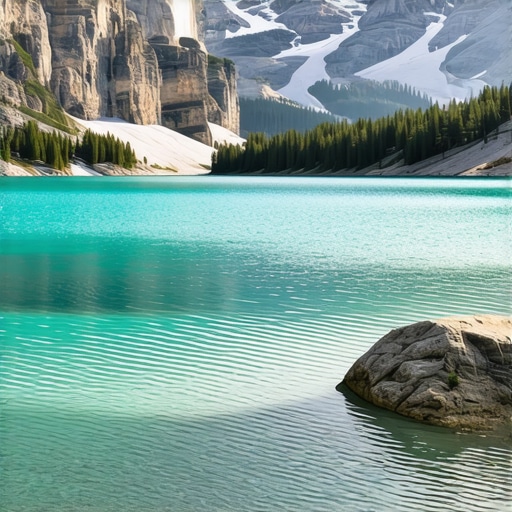 Sunset over Lake Sorapis in Dolomites Sunset illuminating Lake Sorapis with vibrant colors and mountain backdrop