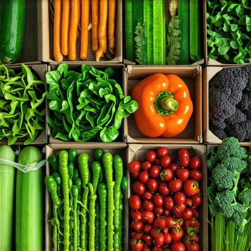 Organic farm with diverse crops and eco-friendly farming tools