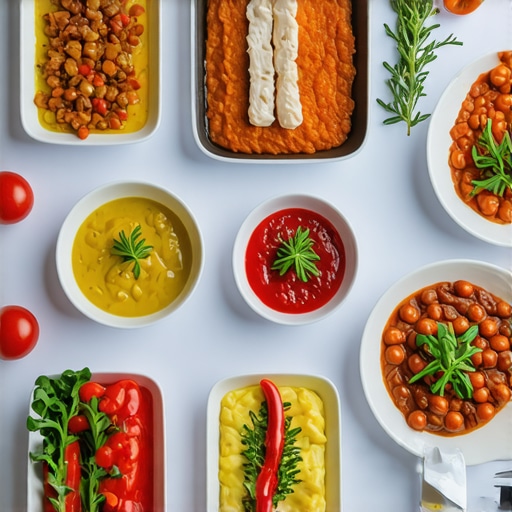 Colorful display of Serbian culinary specialties with cultural motifs