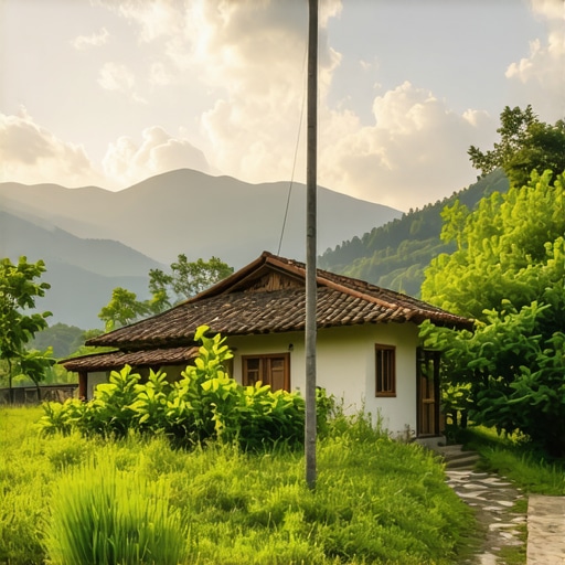 Scenic mountain seoski house on Tari with lush greenery