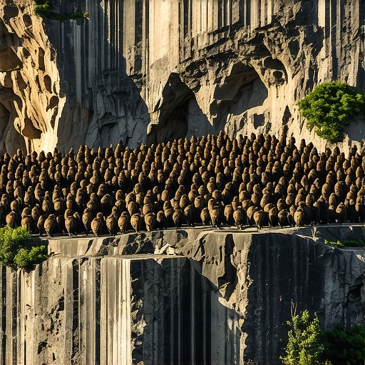 Aerial drone shot of Uvac canyon with vultures flying above, vibrant natural landscape