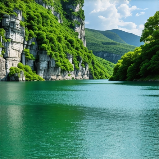 Prelep pogled na Uvac kanjon sa stenom u obliku zmaja i zelenilom