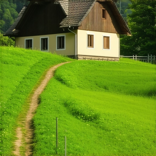Slovenačka seoska kuća okružena prirodom, tradicionalni stil