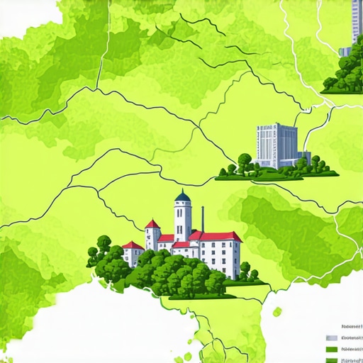Serbia digital map with highlighted tourism hubs and cultural sites