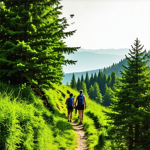 Ekspert vodič za odabir destinacije za aktivni odmor 2025 Planinarska staza u šumi sa ljudima koji hodaju, simbol avanture i prirode