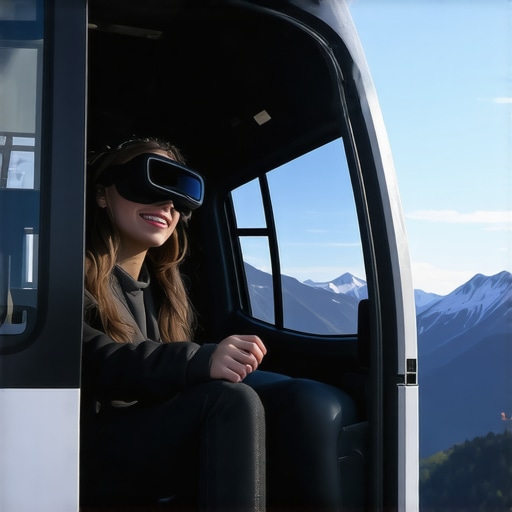 Electric tour vehicles and virtual reality gear used for ecotourism on mountain