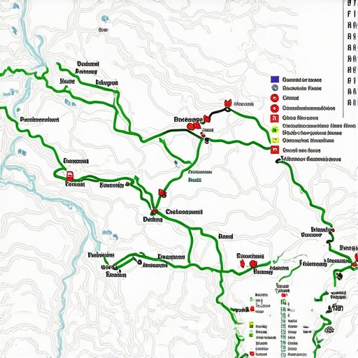 Detailed map showing hiking trails, landmarks, and difficulty levels in Serbia