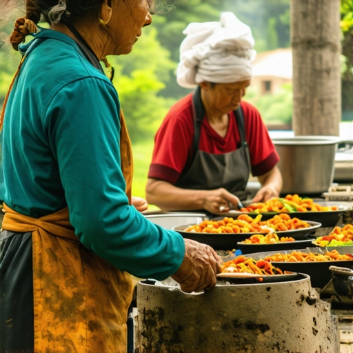 Lokalni učesnici na radionici pripreme hrane u prirodi, okruženi zelenilom