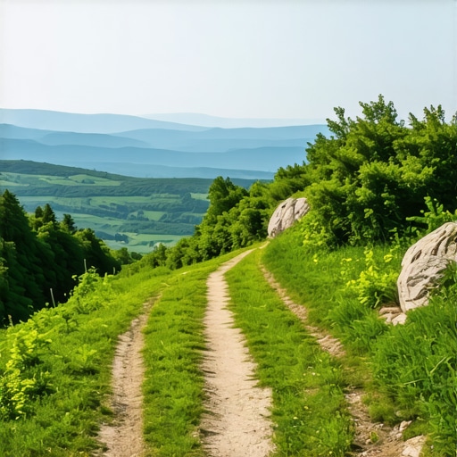 Scenic panoramic view of Fruška Gora mountain with lush greenery and hiking paths