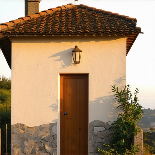 Traditional rural house in Pirot in natural setting with sunset