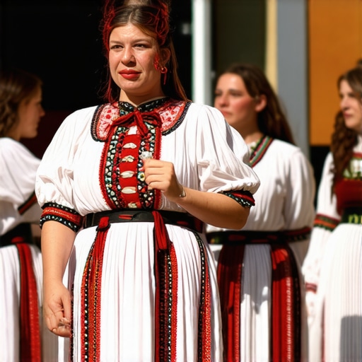Traditional Serbian festival with music, dance, and crafts in a rural setting