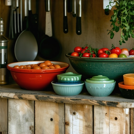 Rustic Serbian kitchen with traditional tools and dishes