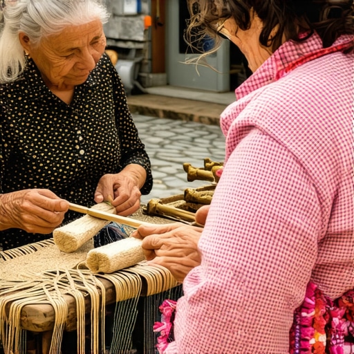 Artisans demonstrating traditional crafts in Pirot village