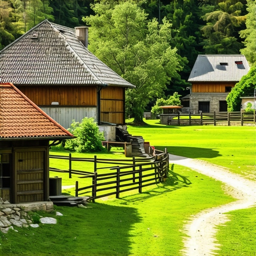 Autentično etno selo Sunčana reka Traditional wooden houses and scenic nature in Sunčana reka