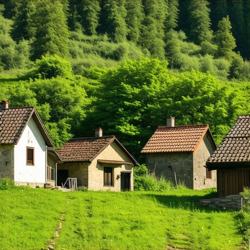 Authentic Bosnian Village Traditional Bosnian village with natural scenery