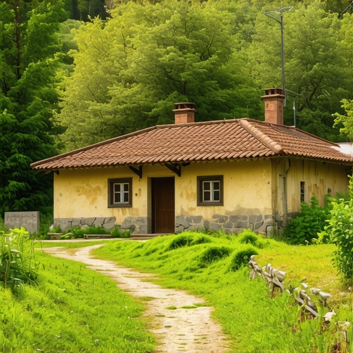 Traditional Balkan village surrounded by nature