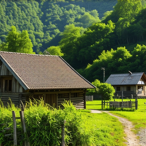 Bosnian Village Landscape Traditional Bosnian rural village with natural scenery