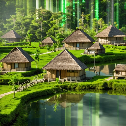 Future of Ethno Tourism A traditional village with digital elements and green energy solutions