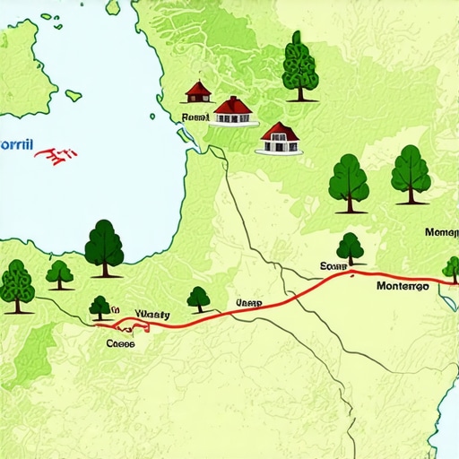 Future of Rural Tourism in Montenegro 2025 Digital map of Montenegro showing rural tourism spots with eco-friendly icons