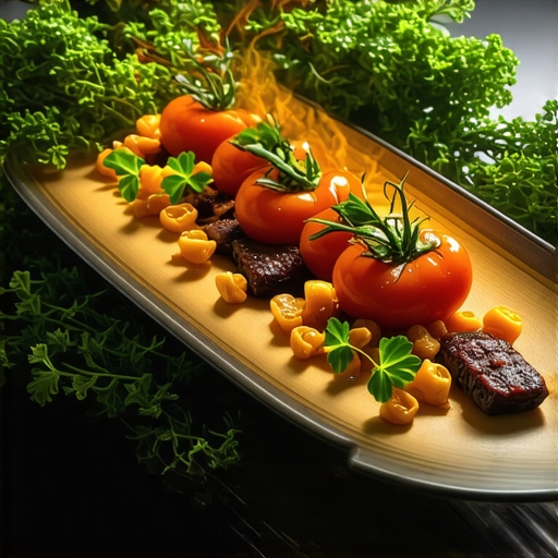 Future of Serbian Gastronomy A blend of traditional Serbian dishes with futuristic culinary technology, representing the future of gastronomy.