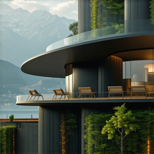 Futuristic Eco Hotel in Montenegro Modern eco hotel in Montenegro utilizing green technology and AI