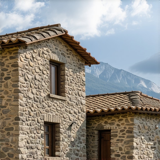 Stone houses and mountain scenery in Galičnik