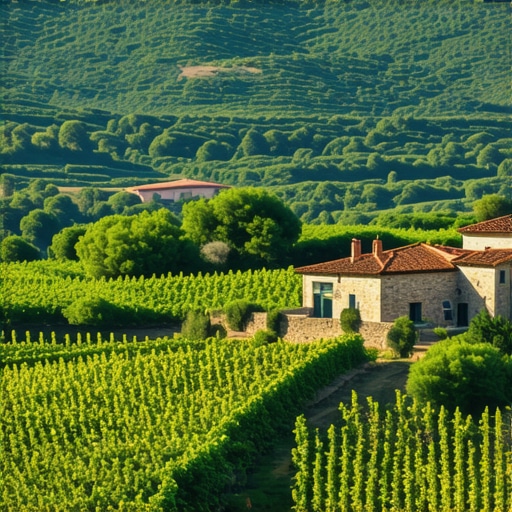 Istrian Vineyards and Olive Groves Beautiful landscape of Istrian vineyards and olive groves with traditional stone houses