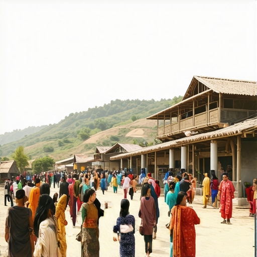 Preopterećen pejzaž sa novogradnjama i posetiocima