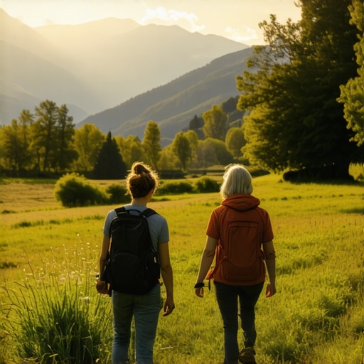 Pri Plajer prirodni pejzaž Prikaz prirodnog pejzaža Pri Plajer s planinarima i organskom farmom