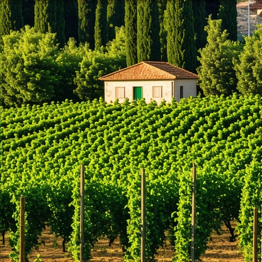 Rural scenes of Krk island showcasing orchards and local farms Traditional farms and orchards on Krk island in Croatia