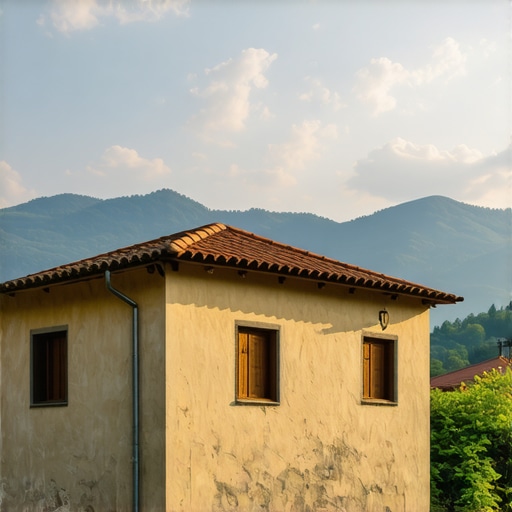 Traditional Serbian house in natural setting with mountains