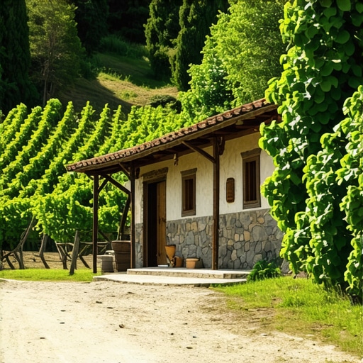 Tradicionalno makedonsko selo sa vinogradima Selo u Severnoj Makedoniji sa vinogradima i održivom arhitekturom