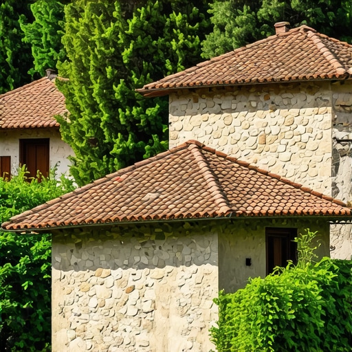 Tourists exploring traditional Serbian village with local houses and natural surroundings