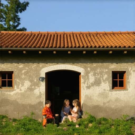Family enjoying nature in Serbian village