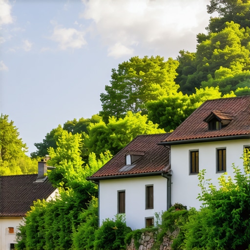 A picturesque view of Rizort village with traditional houses and green landscape