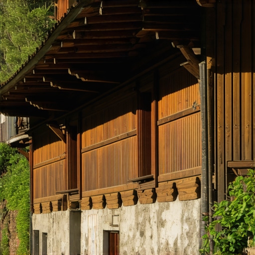 Traditional Wooden Houses in Dolina Sreće Traditional wooden houses in rural Dolina Sreće setting, peaceful and authentic atmosphere
