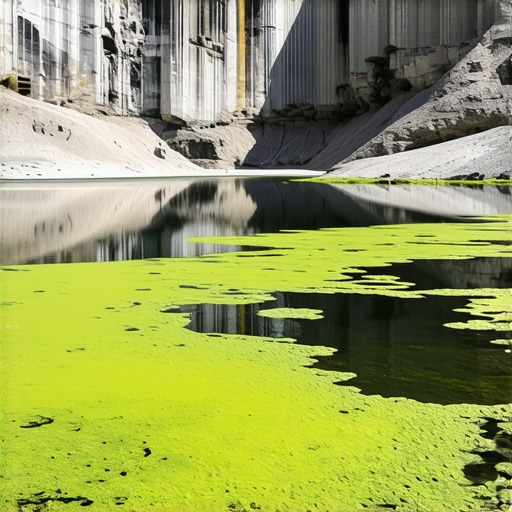 Alge na jezeru Perućac 2026 Zelene alge na površini jezera Perućac sa kanjonom u pozadini