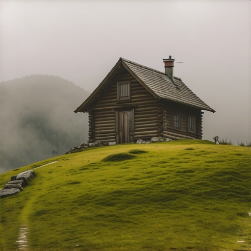 Autentična brvnara u magli bez signala Starinska drvena kuća na planini bez struje i interneta