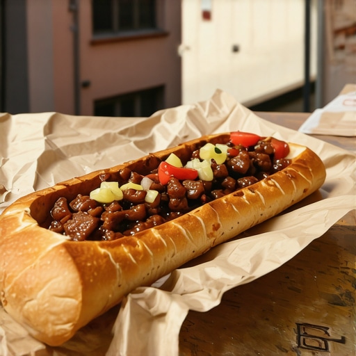 Masta pljeskavica u lepinji servirana na papiru u Novom Sadu