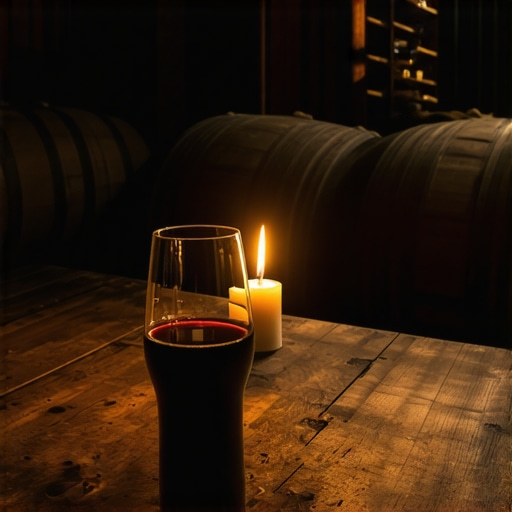 Mračni vinski podrum sa drvenim buradima i čašom crvenog vina u Vrnjačkoj Banji