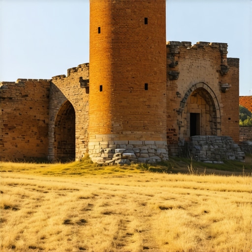 Carska palata Felix Romuliana pod vrelim suncem Ruševine carske palate Felix Romuliana u Gamzigradu sa crvenim ciglama i antičkim zidinama