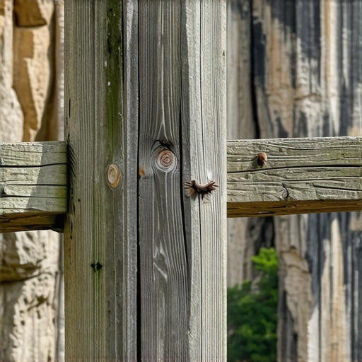 Detalj oštećenog drvenog stuba na vidikovcu iznad meandara Uvca