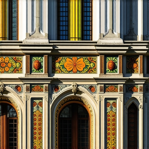 Fasada Palate Raichle u Subotici Detalj Žolnaj keramike na fasadi Palate Raichle u Subotici