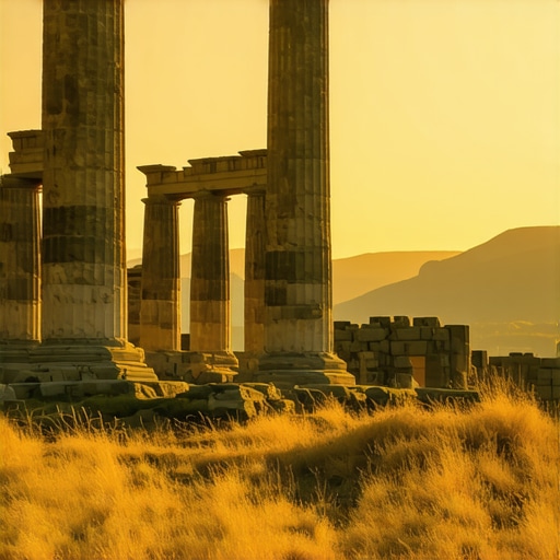 Golden sunset over the Roman ruins of Felix Romuliana in Serbia