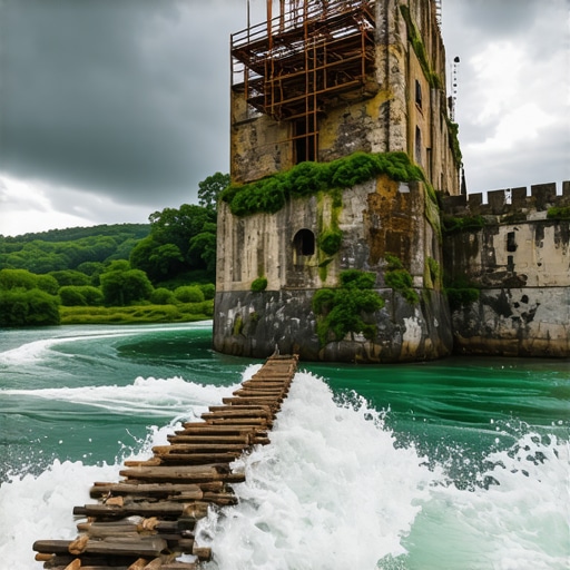 The real state of Maglič fortress in 2026 showing scaffolding and the river crossing challenge.