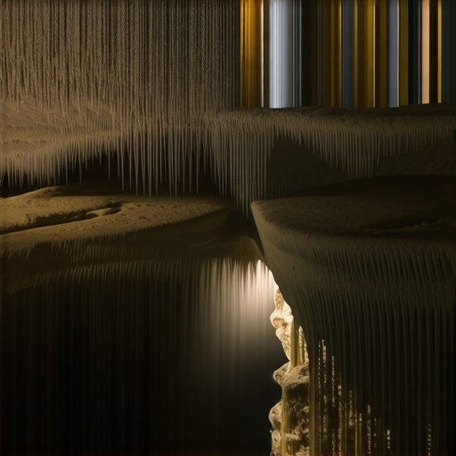 Stalaktiti i stalagmiti u Resavskoj pećini pod veštačkim osvetljenjem