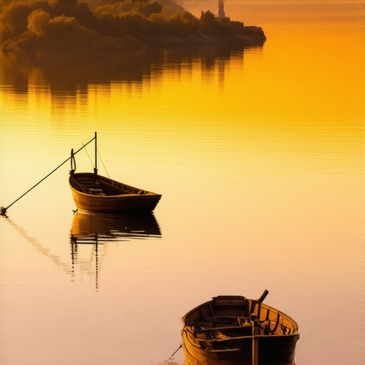 Zalazak sunca na Srebrnom jezeru sa čamcima i dunavskim horizontom