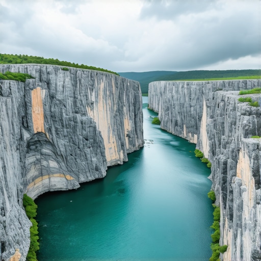 Tirkizni meandri Uvca sa vidikovca Molitva Pogled na meandre reke Uvac koji se vijugaju kroz visoke litice pod dramatičnim nebom