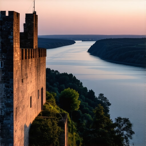 Srednjovekovna tvrđava Ram iznad Dunava u sumrak