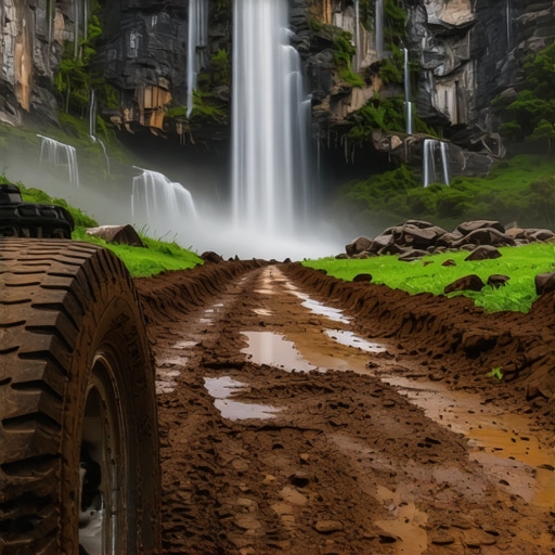 Uništen put ka Lisinskim vodopadima 2026 Prikaz uništenog puta sa kraterima i blatom koji vodi ka vodopadu Veliki Buk u Srbiji